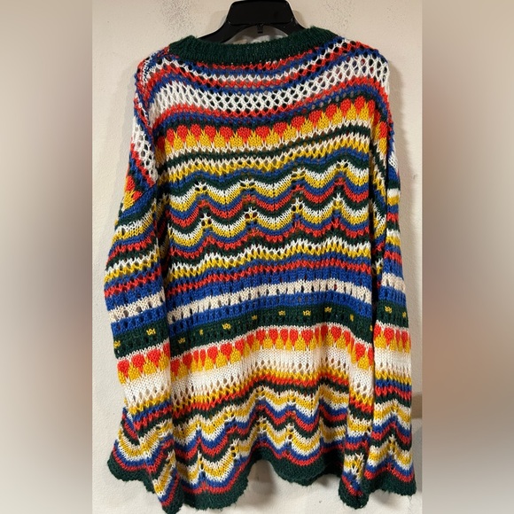 SHEIN Colorful BOHO/HIPPIE Airy Crochet Knit BELL SLEEVE Mini SWEATER Size L - Picture 5 of 5